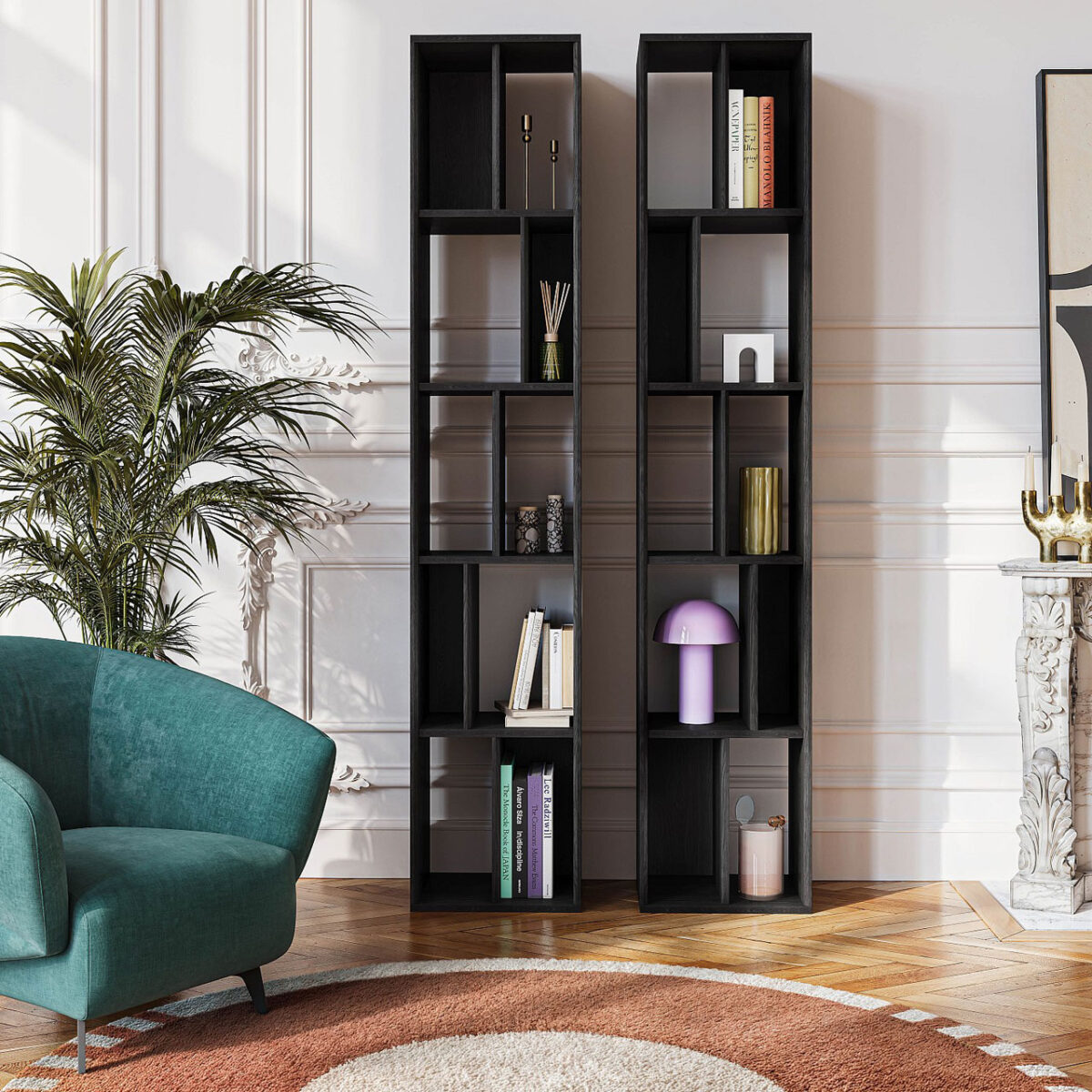 Will Βιβλιοθήκη φλαμουριά - Μαύρο 195x38- Design by Helena Pille - Image 2