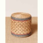 SAMOA Ψάθινο Σκαμπό / Πουφ – Φυσικό Rattan με Ναυτικές Λεπτομέρειες - Image 2