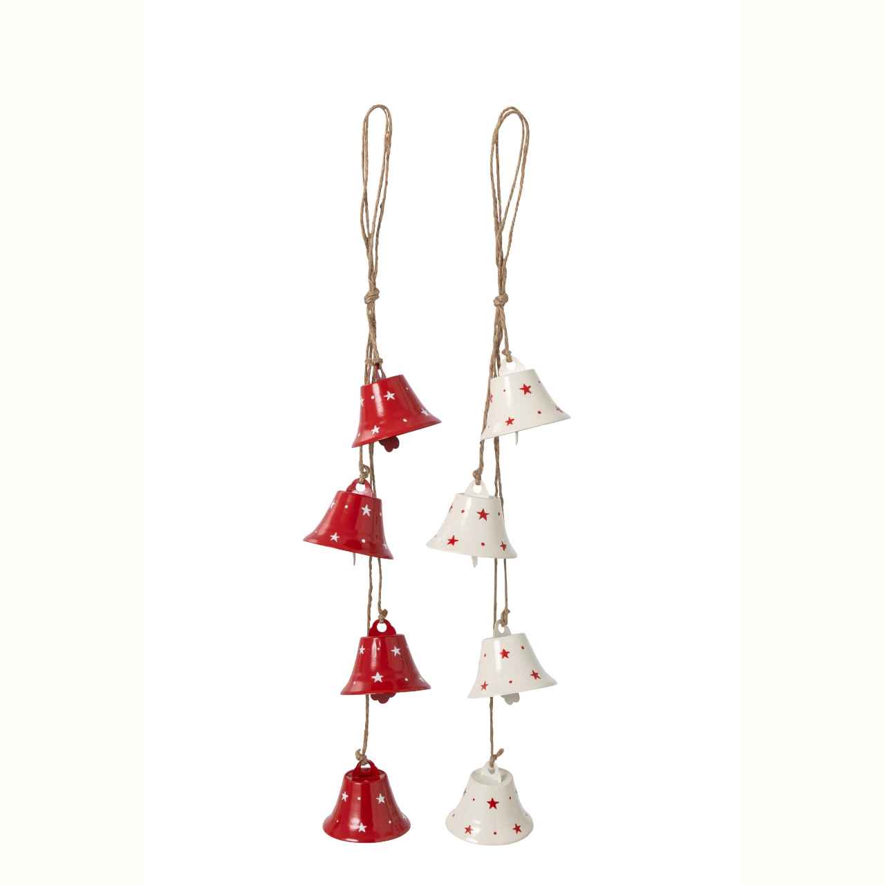 JO266612-0 Bells κρεμαστή γιρλάντα με καμπάνες λευκό/κόκκινο 45*5*5 - Image 1
