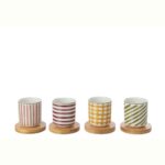 COLORS set/4 stoneware φλυτζάνι espresso με ξύλινο πιατάκι