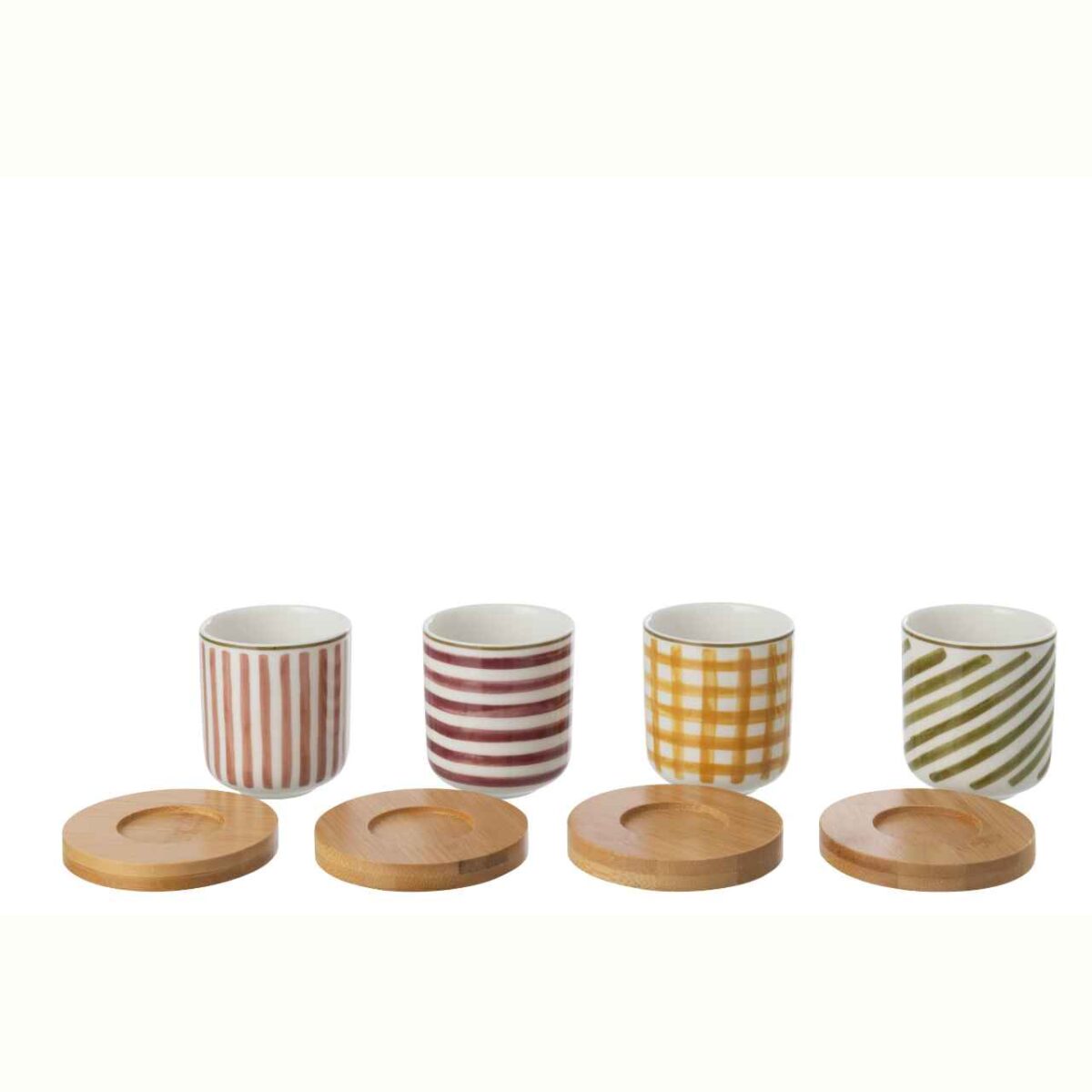 COLORS set/4 stoneware φλυτζάνι espresso με ξύλινο πιατάκι - Image 2
