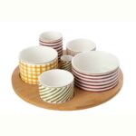 COLORS set/6 μπωλ ορεκτικών stoneware σε ξύλινη βάση